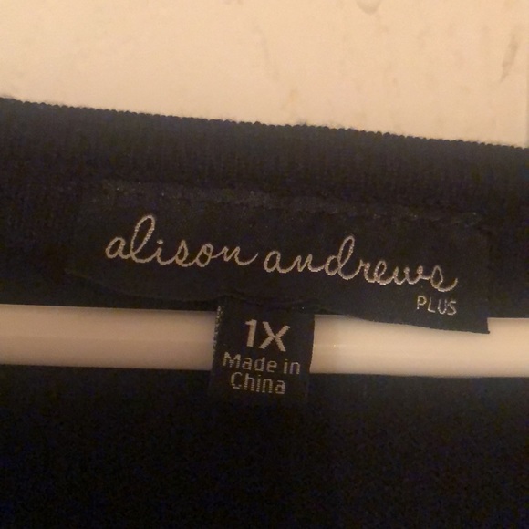 Alison Andrews rayon ruched 1x black dress 3/4 bell lace sleeve - Picture 6 of 11